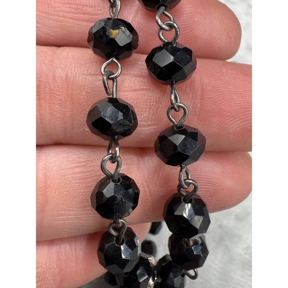 Vintage Glass Beaded Necklace‎ Bracelet Black Tree Of Life Long - Picture 4 of 14